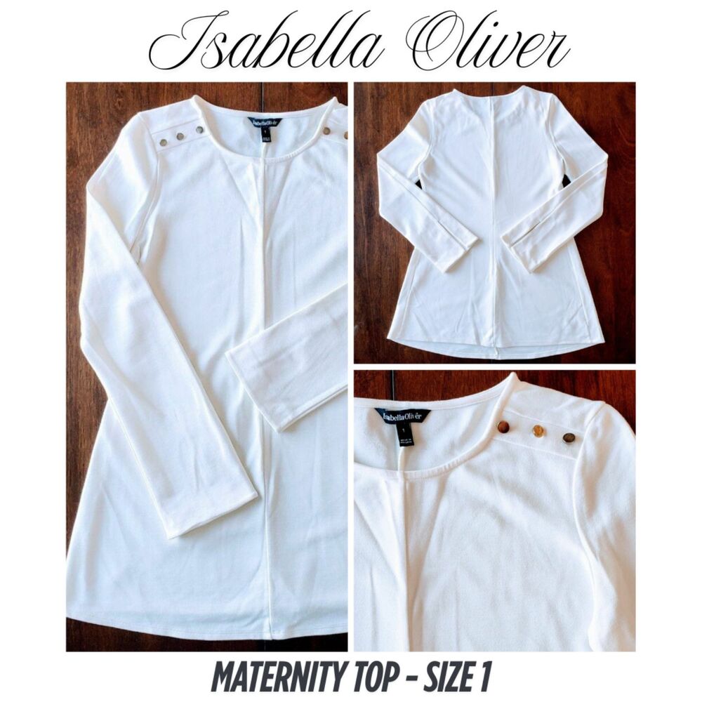 Isabella Oliver Maternity Top Long Sleeves White Size 1